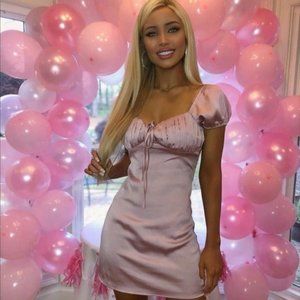 Fashion Nova cute and sweet mini pink satin dress